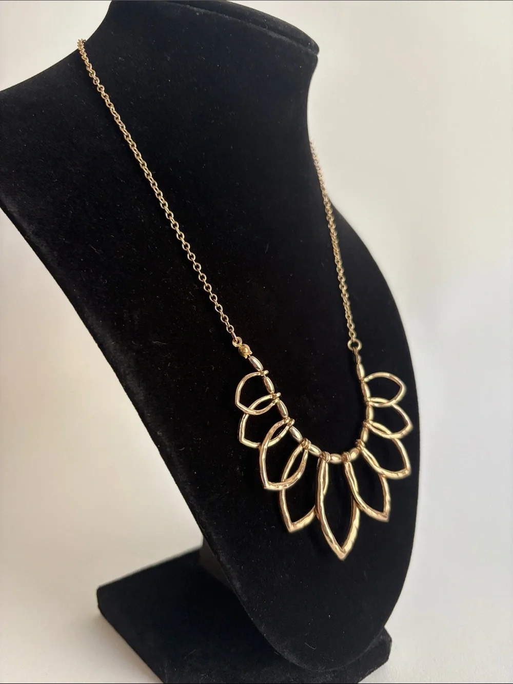 Gold Petal Statement Necklace Layered Floral Women Jewelry